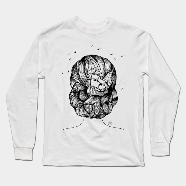 Head In The Sea Long Sleeve T-Shirt by Akbaly